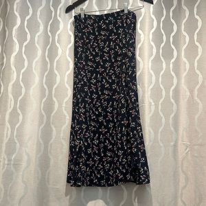 Bliss Me Navy Blue Floral Print Midi Skirt